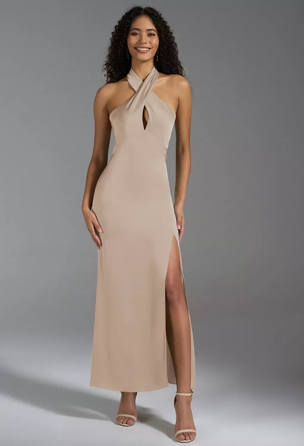 AW Huda Taupe  Spring Wedding Guest Dresses